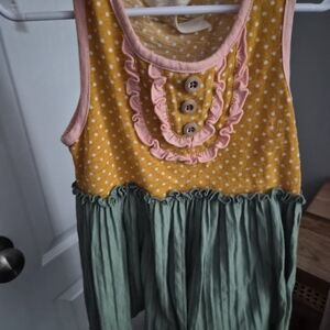 Matilda Jane Yellow Polka Dot & Sage Ruffle Dress Top